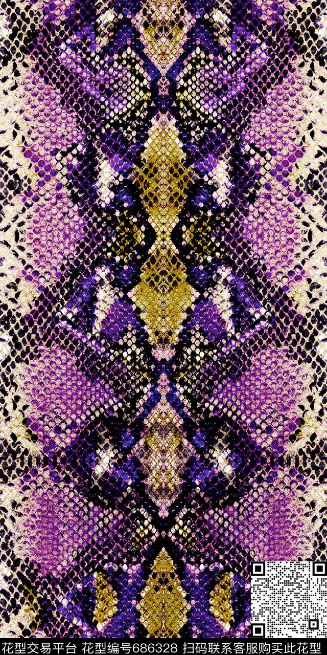 蛇皮肌理时尚数码印花华亿平台下载（图片编号: 686328） - 瓦栏（Walan）