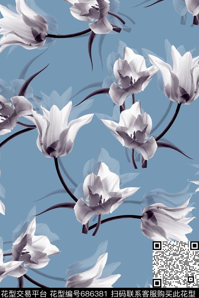 花卉大花花鸟数码印花华亿平台下载（图片编号: 686381） - 瓦栏（Walan）