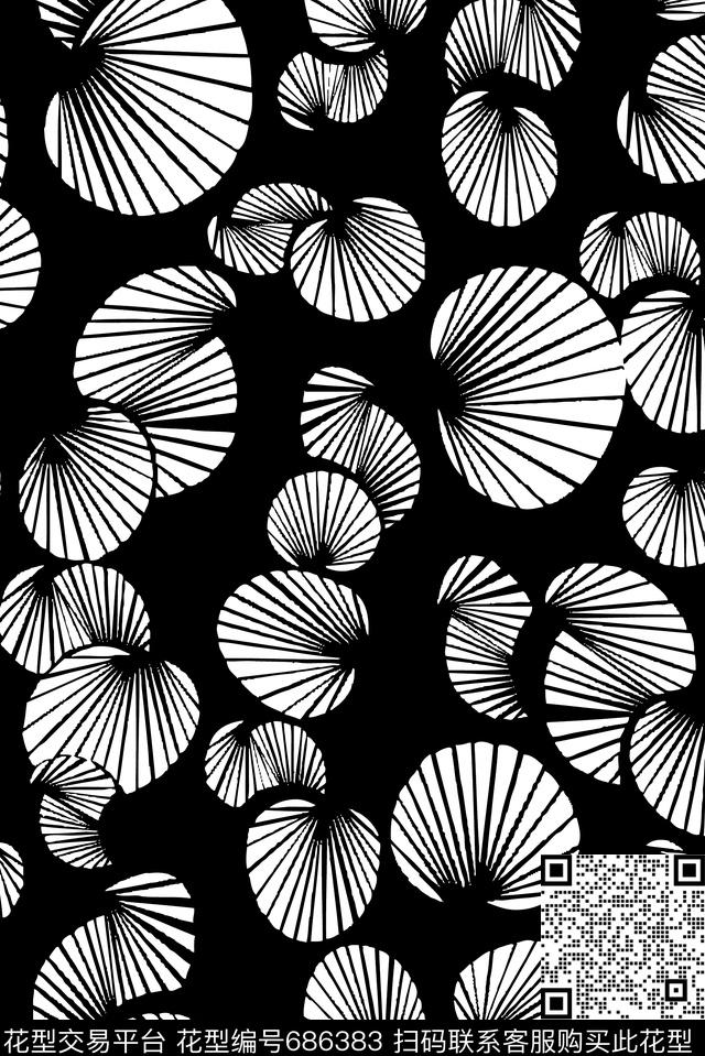 几何、荷叶、黑白数码印花华亿平台下载（图片编号: 686383） - 瓦栏（Walan）