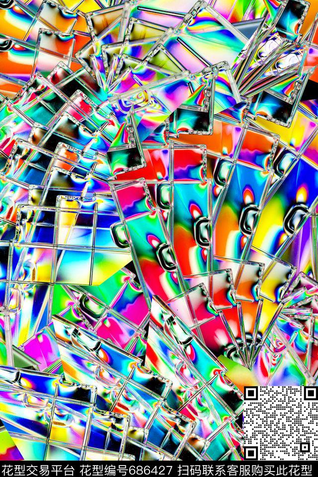 抽象光影分形数码印花华亿平台下载（图片编号: 686427） - 瓦栏（Walan）