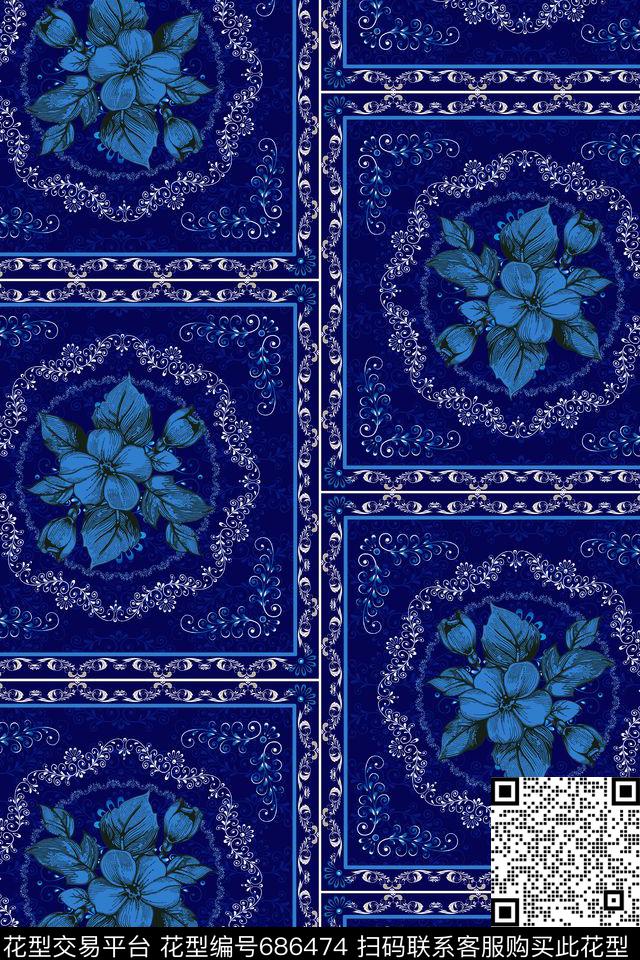 复古花卉花纹数码印花华亿平台下载（图片编号: 686474） - 瓦栏（Walan）