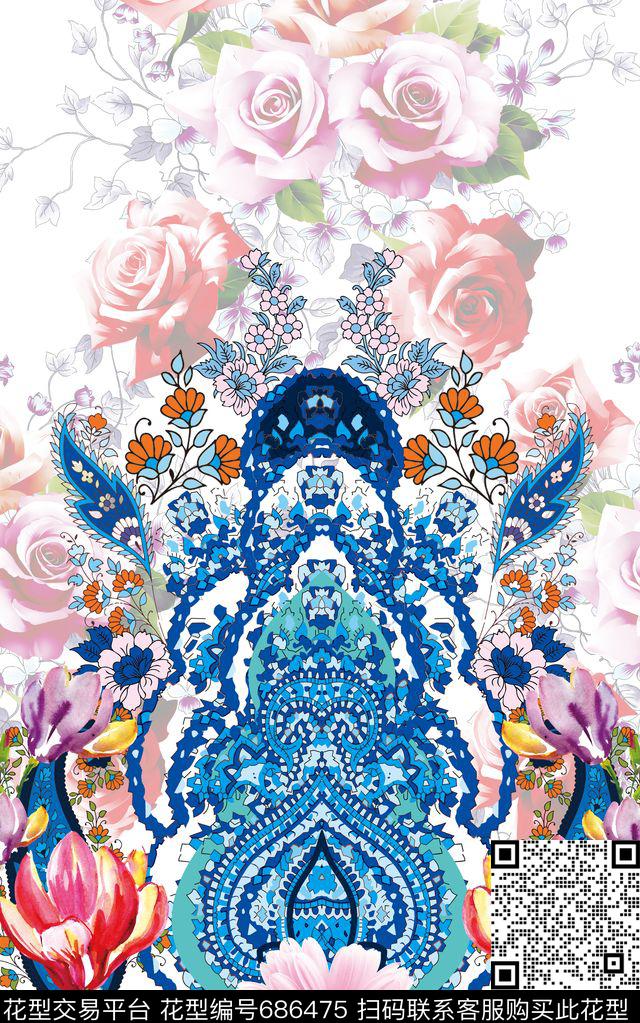 MAX-定位欧美民族风欧式花卉数码印花华亿平台下载（图片编号: 686475） - 瓦栏（Walan）