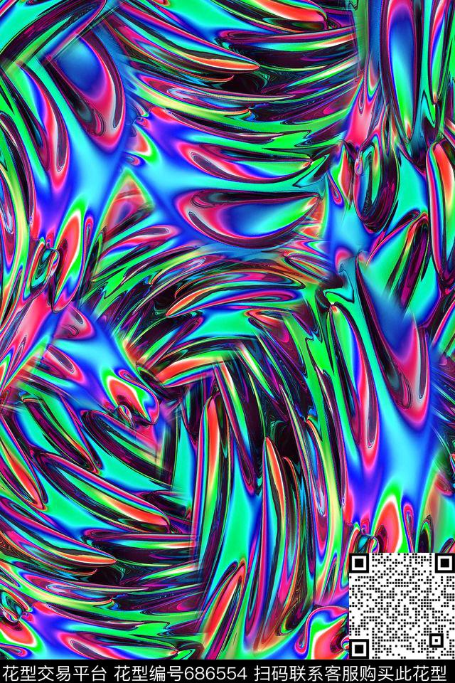 肌理炫彩女装数码印花华亿平台下载（图片编号: 686554） - 瓦栏（Walan）