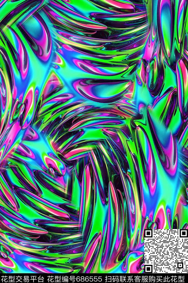 肌理炫彩女装数码印花华亿平台下载（图片编号: 686555） - 瓦栏（Walan）