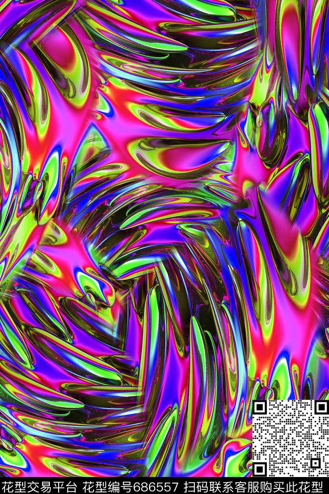 肌理炫彩女装数码印花华亿平台下载（图片编号: 686557） - 瓦栏（Walan）
