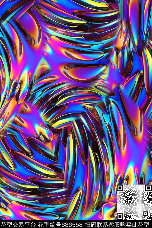 肌理炫彩女装数码印花华亿平台下载（图片编号: 686558） - 瓦栏（Walan）