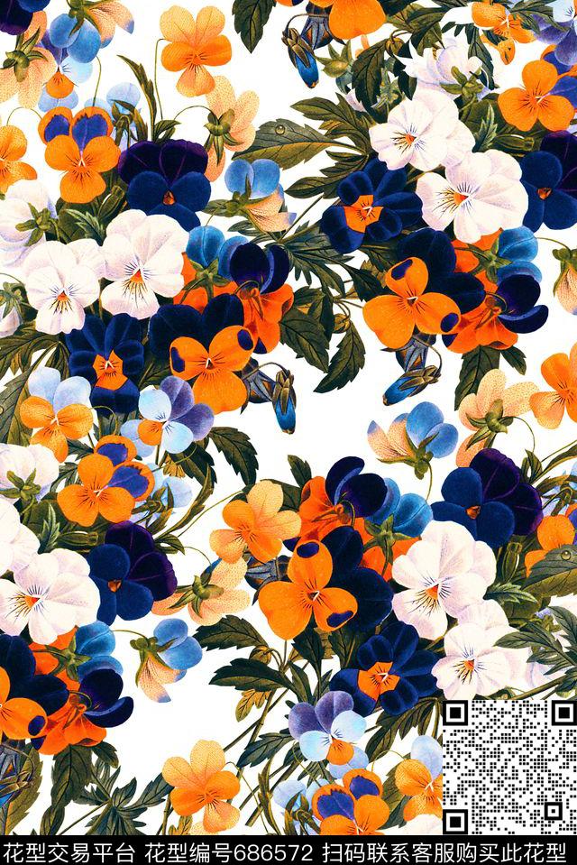 小清新花卉女装数码印花华亿平台下载（图片编号: 686572） - 瓦栏（Walan）
