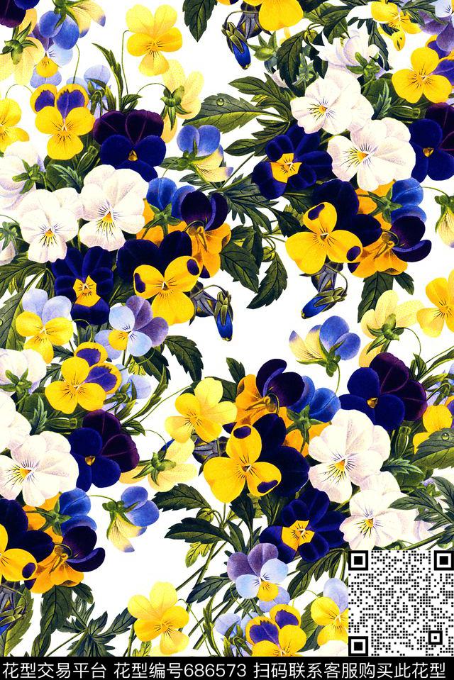 小清新花卉女装数码印花华亿平台下载（图片编号: 686573） - 瓦栏（Walan）