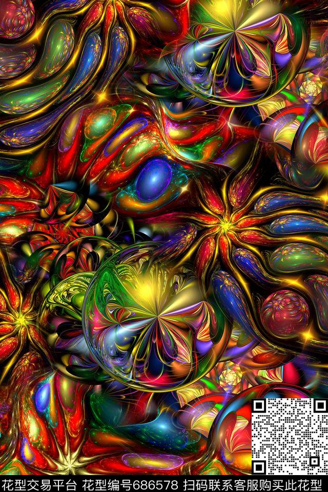 抽象炫彩拼接数码印花华亿平台下载（图片编号: 686578） - 瓦栏（Walan）