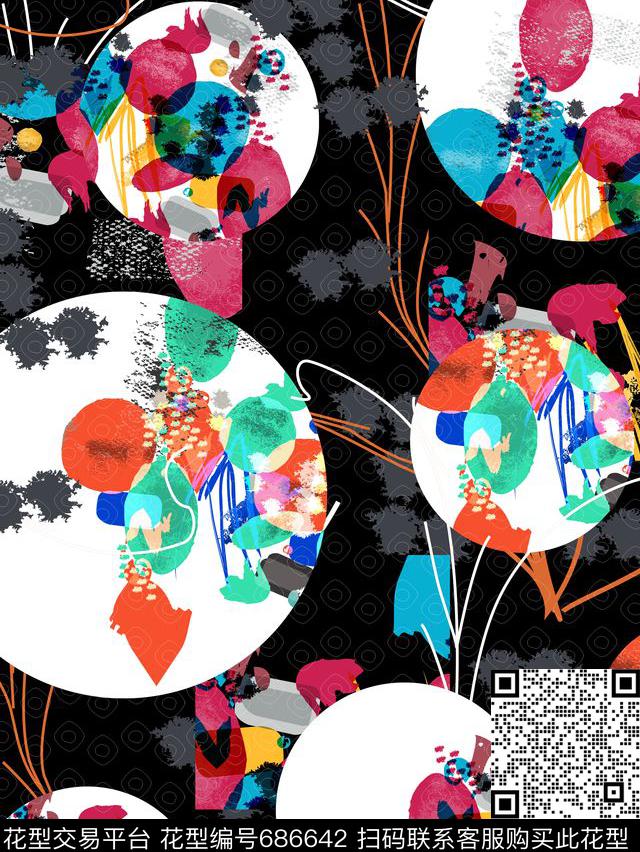 女装大花花卉数码印花华亿平台下载（图片编号: 686642） - 瓦栏（Walan）