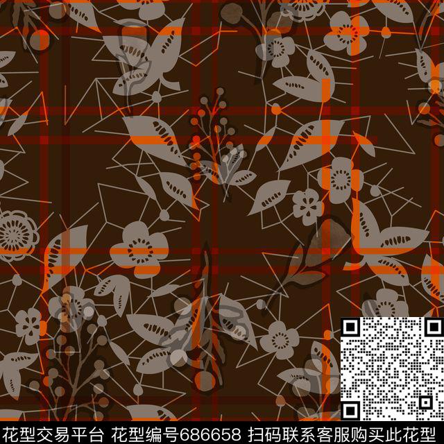 不规则几何方格女装数码印花华亿平台下载（图片编号: 686658） - 瓦栏（Walan）