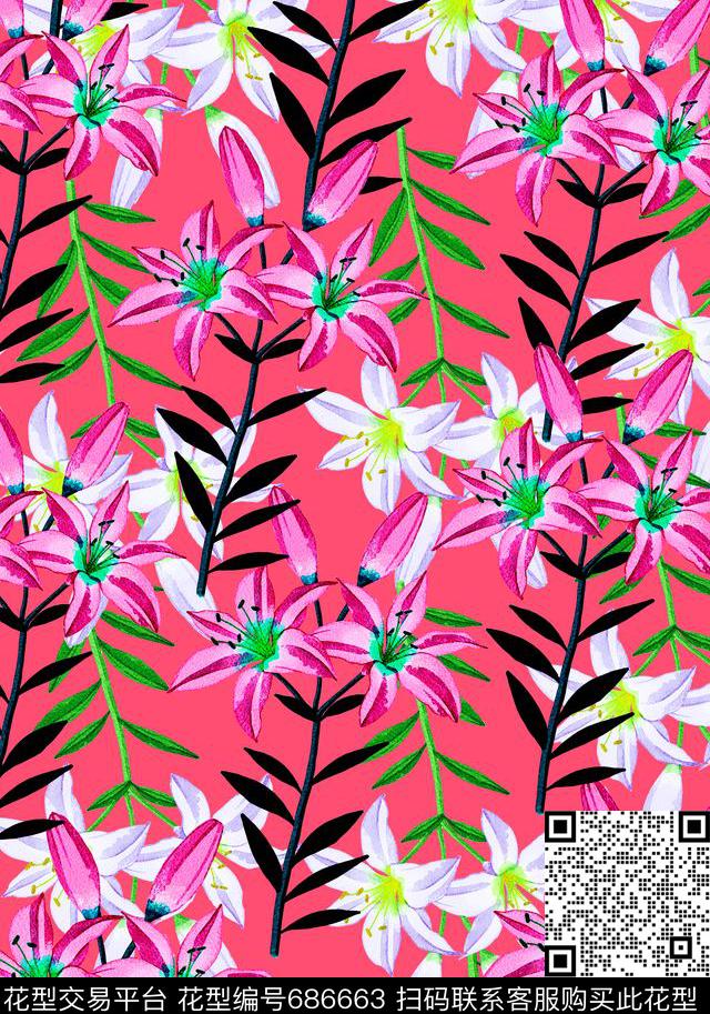 写意花卉花卉水仙传统印花华亿平台下载（图片编号: 686663） - 瓦栏（Walan）