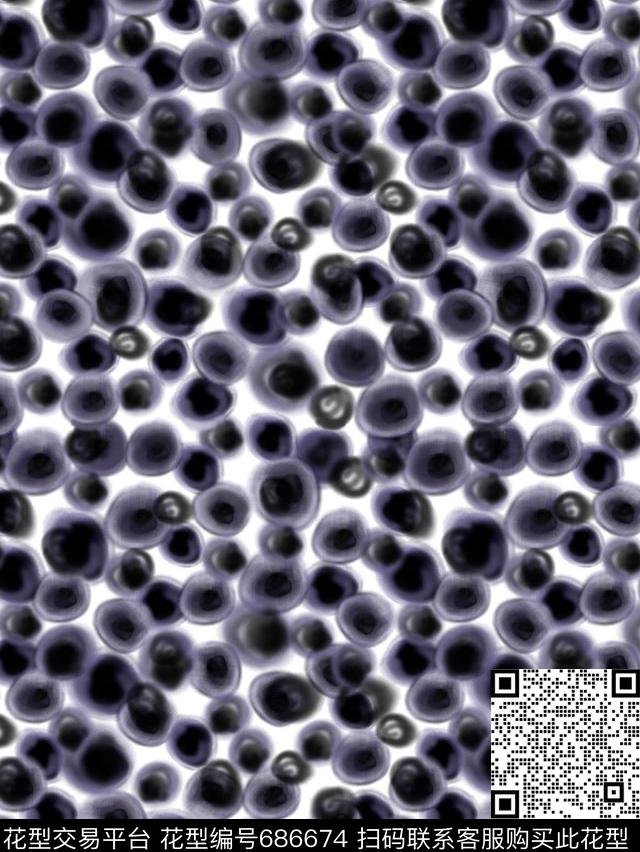 抽象笔刷波点数码印花华亿平台下载（图片编号: 686674） - 瓦栏（Walan）