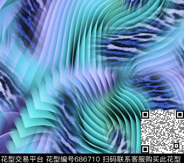 抽象豹纹不定位丝巾数码印花华亿平台下载（图片编号: 686710） - 瓦栏（Walan）