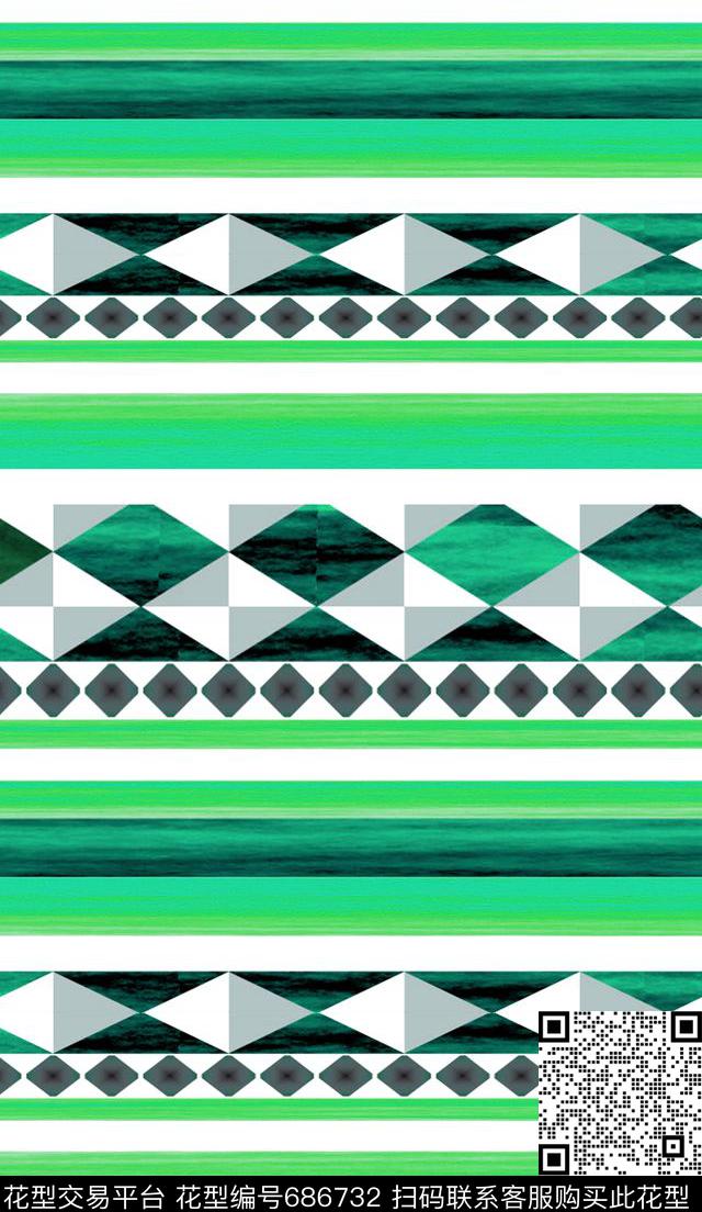 几何笔触机理传统印花华亿平台下载（图片编号: 686732） - 瓦栏（Walan）