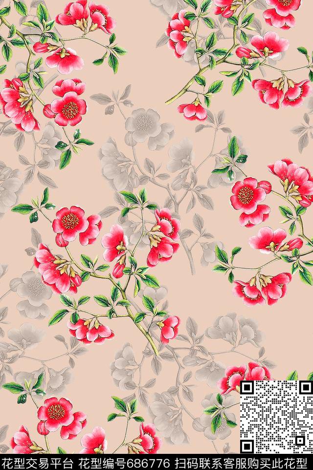 水彩小碎花花卉数码印花华亿平台下载（图片编号: 686776） - 瓦栏（Walan）