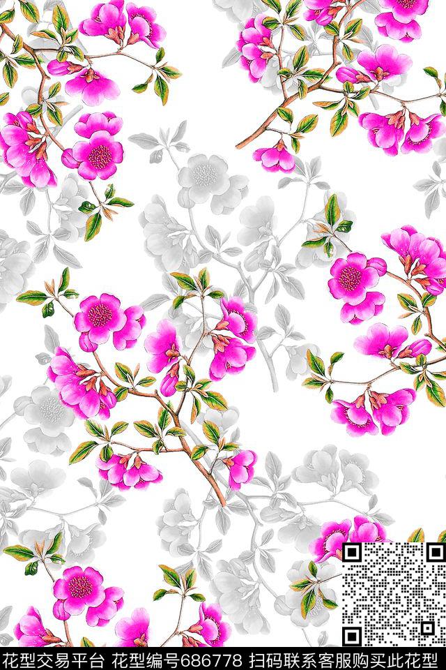 水彩小碎花花卉数码印花华亿平台下载（图片编号: 686778） - 瓦栏（Walan）