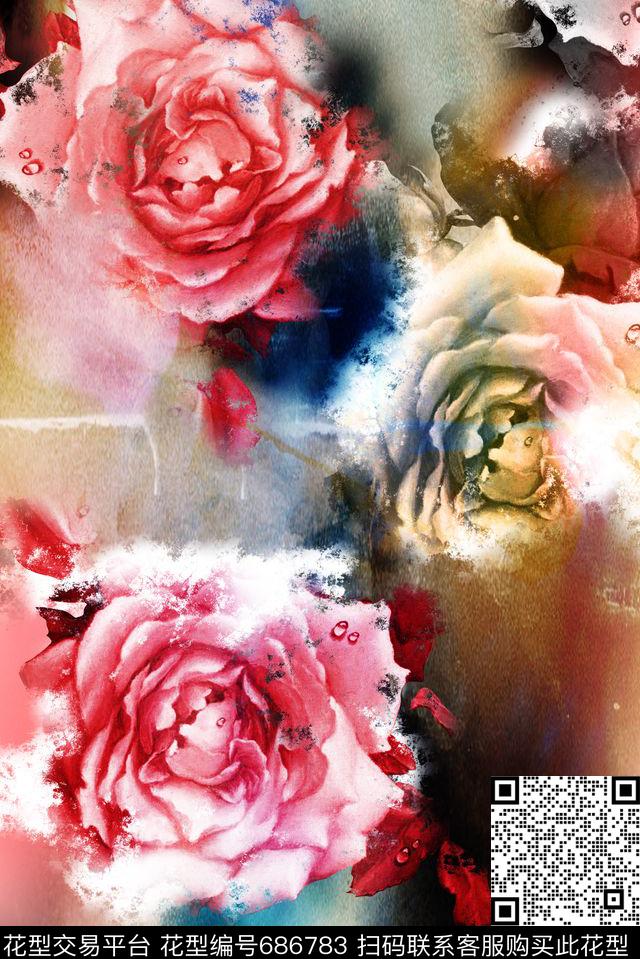 数码抽象油画数码印花华亿平台下载（图片编号: 686783） - 瓦栏（Walan）