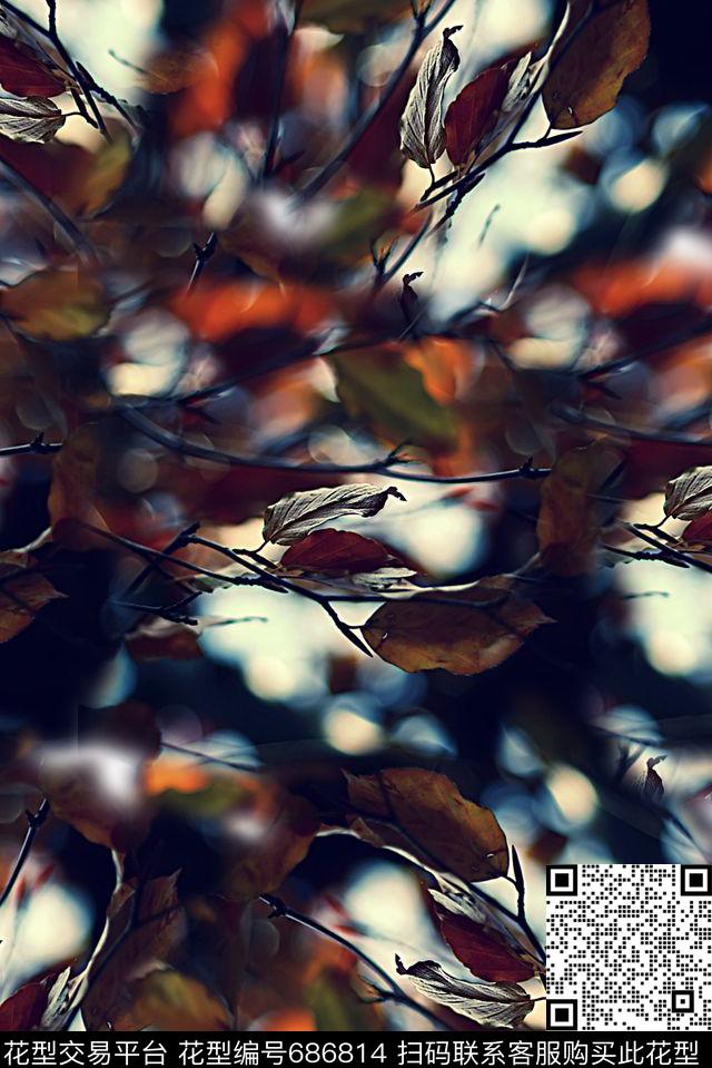 树叶渐变女装外套印花数码印花华亿平台下载（图片编号: 686814） - 瓦栏（Walan）