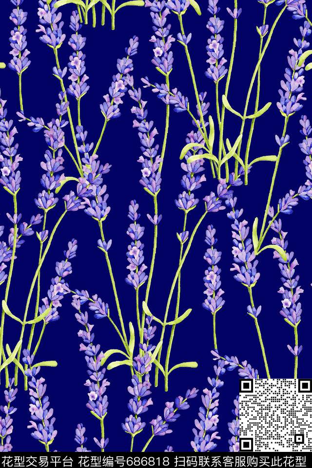 抽象手绘满版小花卉时尚潮流大牌复古欧美风女装碎花女装裙数码印花华亿平台下载（图片编号: 686818） - 瓦栏（Walan）