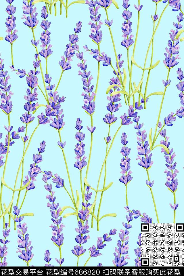 抽象手绘满版小花卉时尚潮流大牌复古欧美风女装碎花女装裙数码印花华亿平台下载（图片编号: 686820） - 瓦栏（Walan）