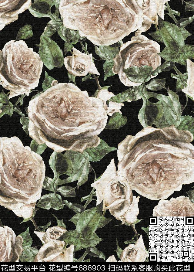 花朵花卉数码印花华亿平台下载（图片编号: 686903） - 瓦栏（Walan）