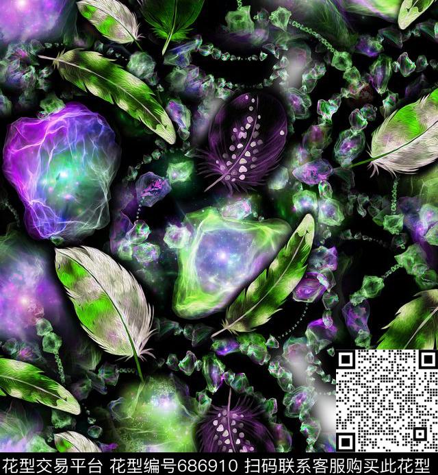 羽毛抽象不定位丝巾数码印花华亿平台下载（图片编号: 686910） - 瓦栏（Walan）