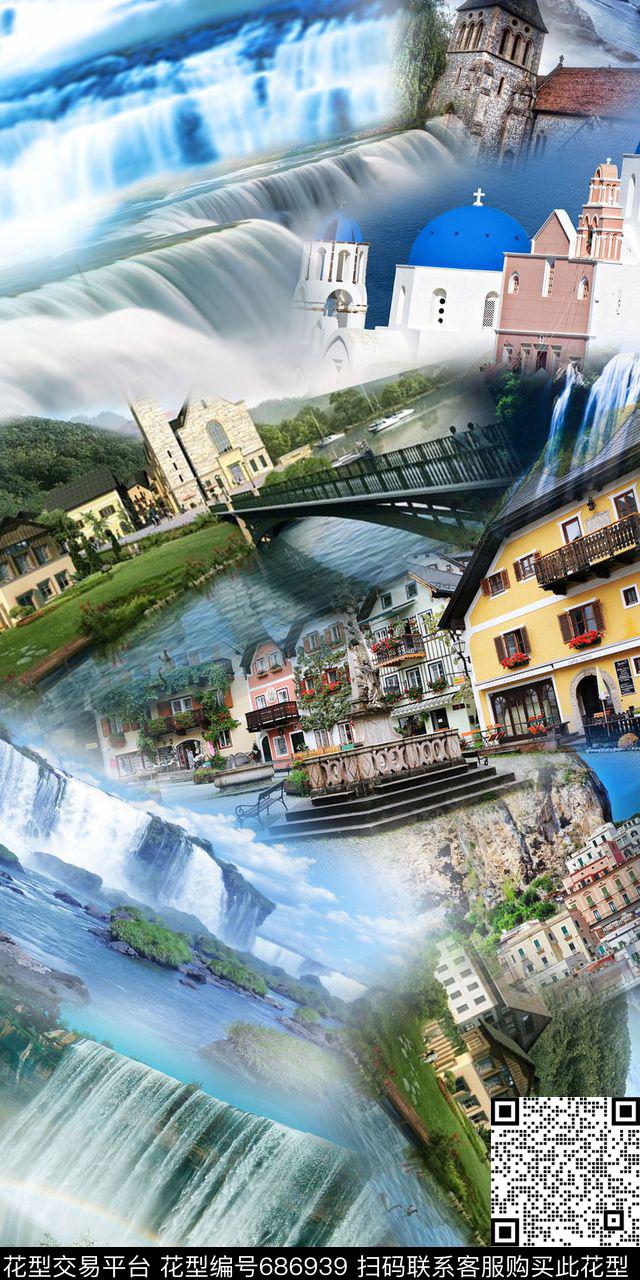 风景高清时尚大气数码印花华亿平台下载（图片编号: 686939） - 瓦栏（Walan）