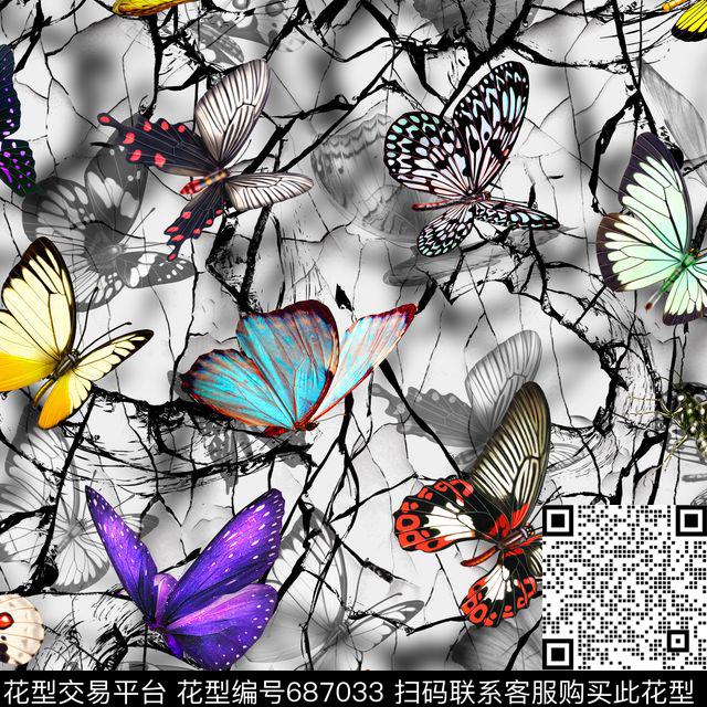 蝴蝶Fei-动物世界Fei-女装数码印花华亿平台下载（图片编号: 687033） - 瓦栏（Walan）