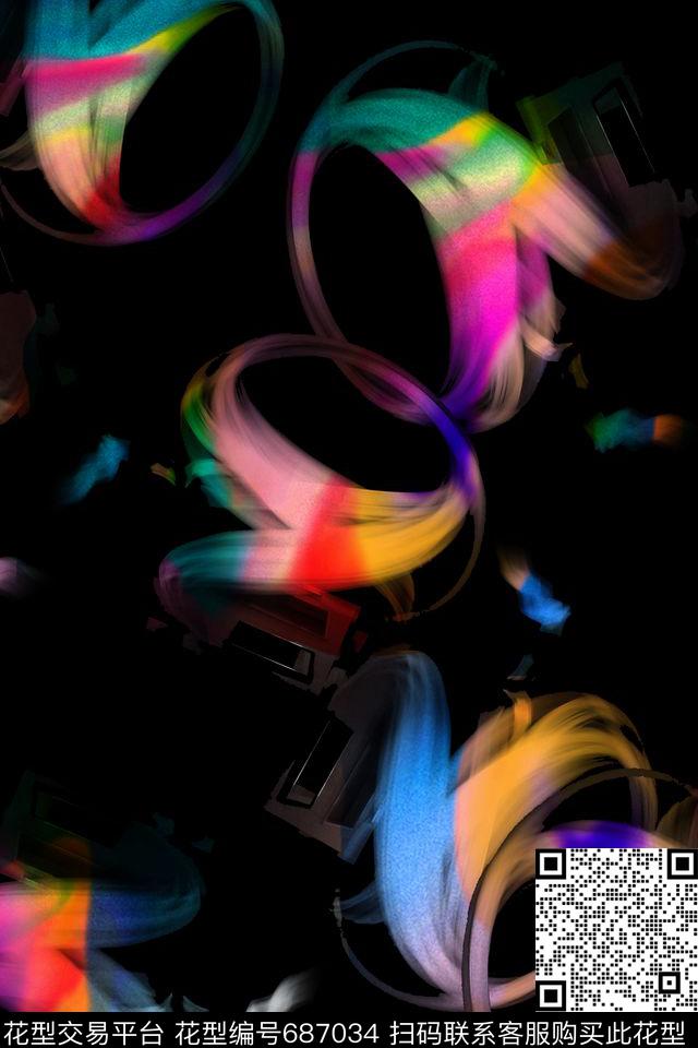 抽象炫彩数码印花华亿平台下载（图片编号: 687034） - 瓦栏（Walan）