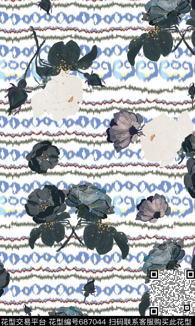 抽象肌理花卉条纹、卡通数码印花华亿平台下载（图片编号: 687044） - 瓦栏（Walan）