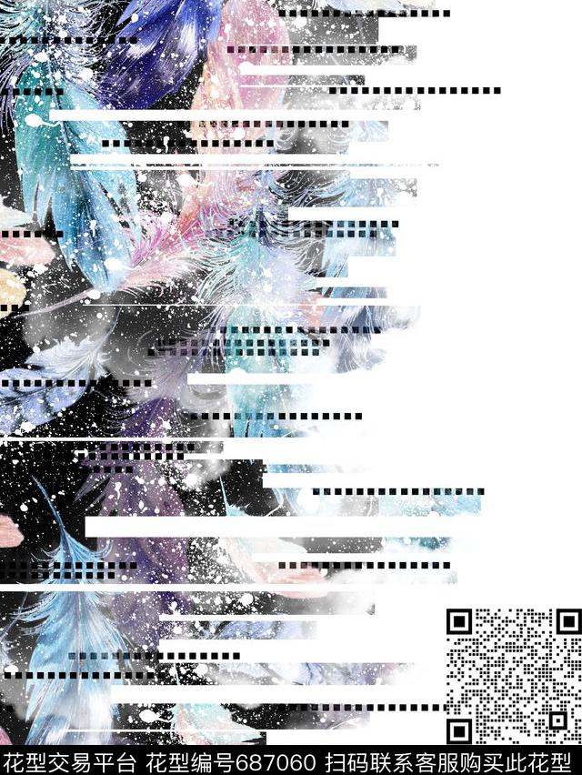 肌理水彩水墨数码印花华亿平台下载（图片编号: 687060） - 瓦栏（Walan）