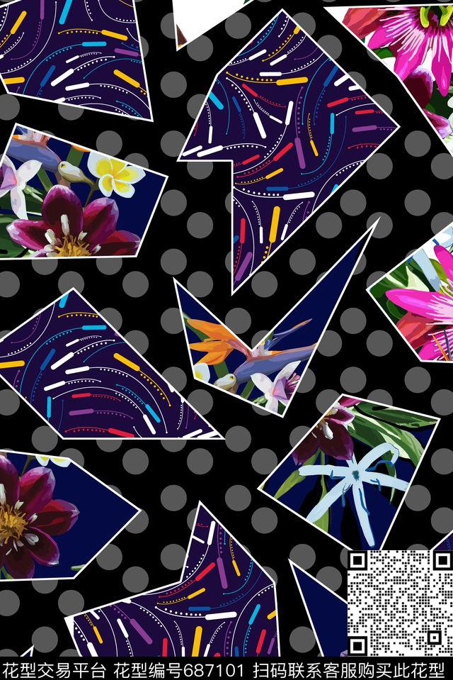 荷花兰花花卉数码印花华亿平台下载（图片编号: 687101） - 瓦栏（Walan）