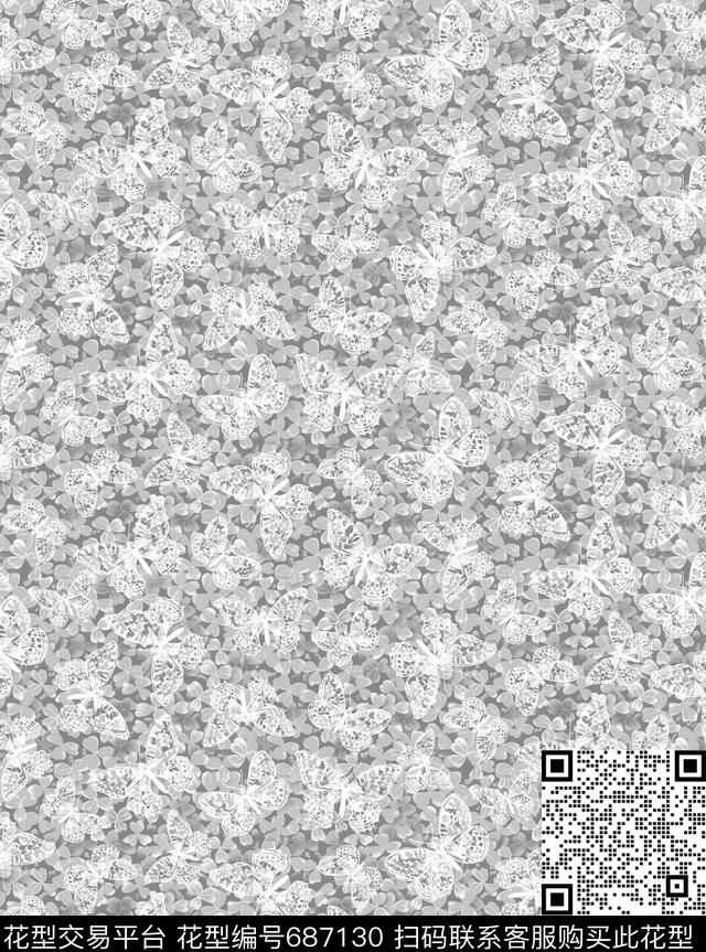 大气蝴蝶花朵数码印花华亿平台下载（图片编号: 687130） - 瓦栏（Walan）