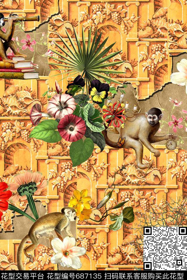 几何拼接肌理数码印花华亿平台下载（图片编号: 687135） - 瓦栏（Walan）