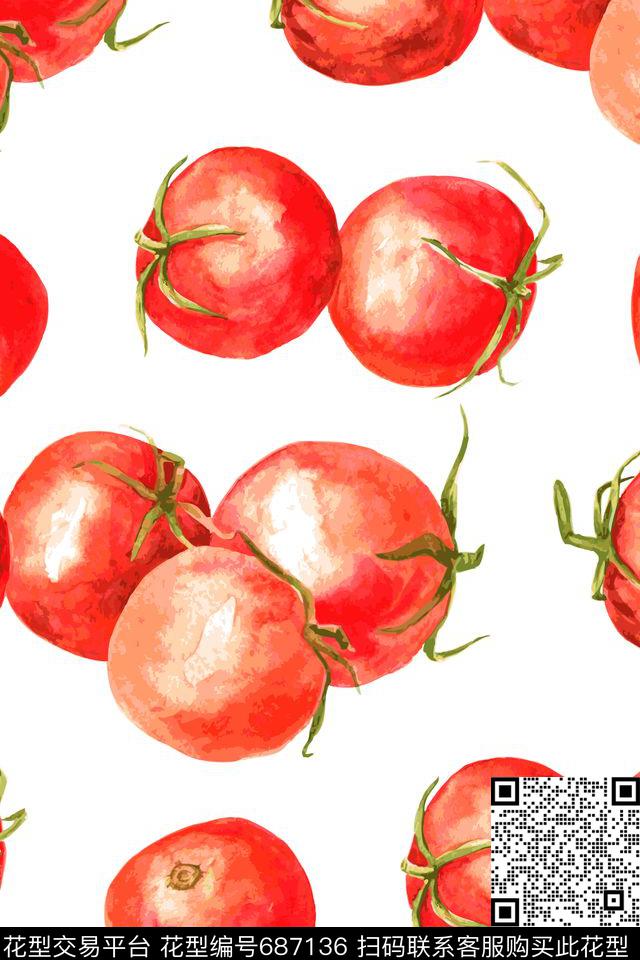 蔬菜趣味水果数码印花华亿平台下载（图片编号: 687136） - 瓦栏（Walan）