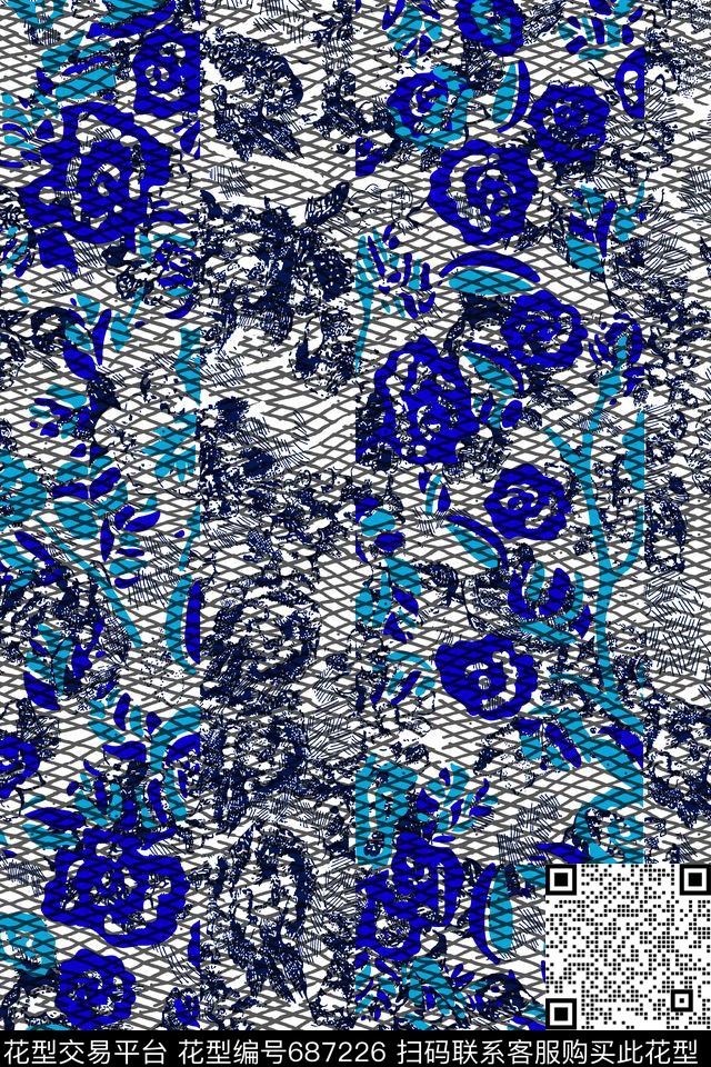 绣球花乱花小碎花传统印花华亿平台下载（图片编号: 687226） - 瓦栏（Walan）