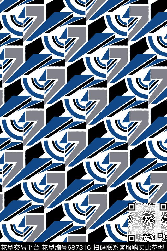 不规则几何数码印花华亿平台下载（图片编号: 687316） - 瓦栏（Walan）