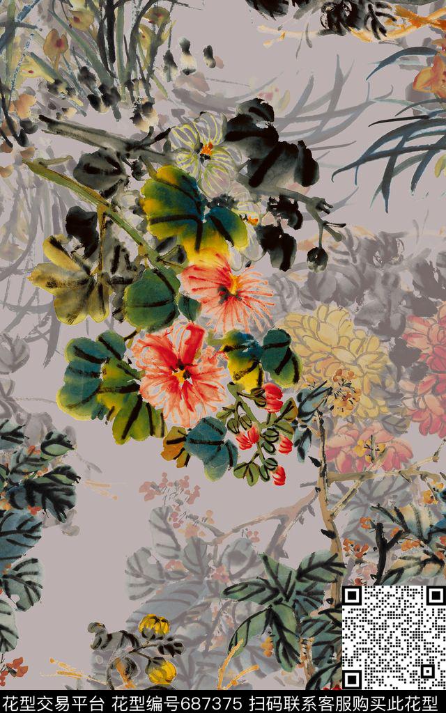 中国风国画集市清明上河图数码印花华亿平台下载（图片编号: 687375） - 瓦栏（Walan）