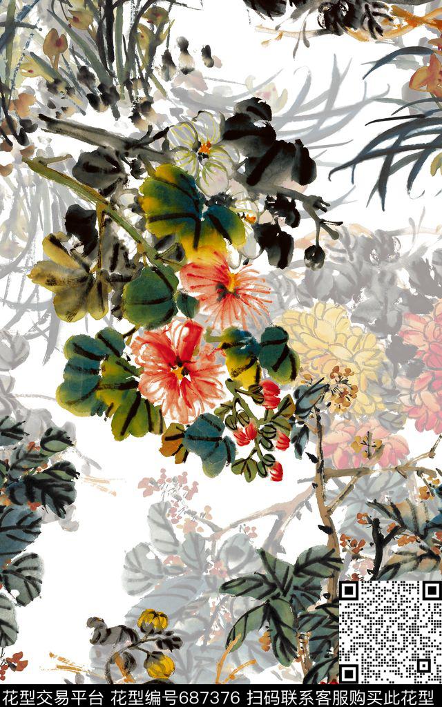 中国风国画集市清明上河图数码印花华亿平台下载（图片编号: 687376） - 瓦栏（Walan）