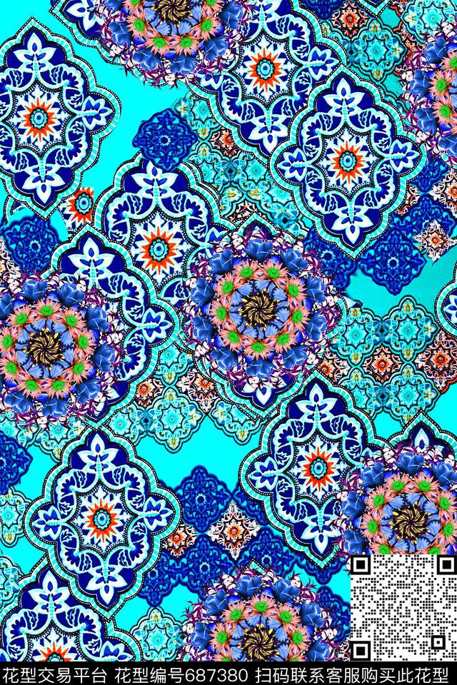 几何花纹民族风欧式数码印花华亿平台下载（图片编号: 687380） - 瓦栏（Walan）