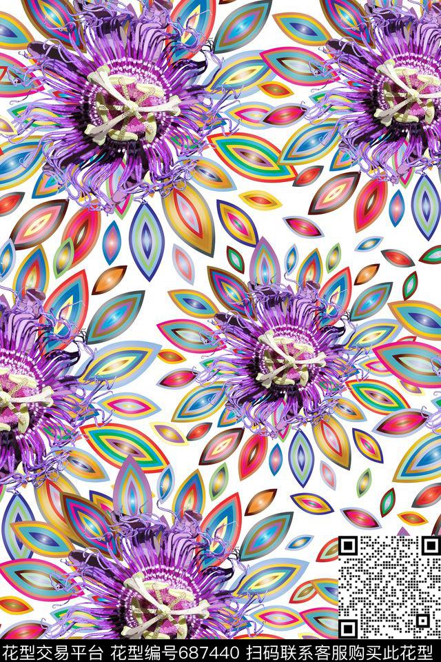 薰衣草几何花卉烂漫花卉数码印花华亿平台下载（图片编号: 687440） - 瓦栏（Walan）