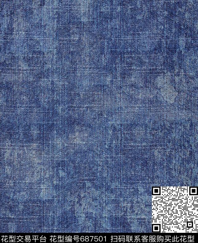 扎染效果做旧水洗牛仔布数码印花华亿平台下载（图片编号: 687501） - 瓦栏（Walan）