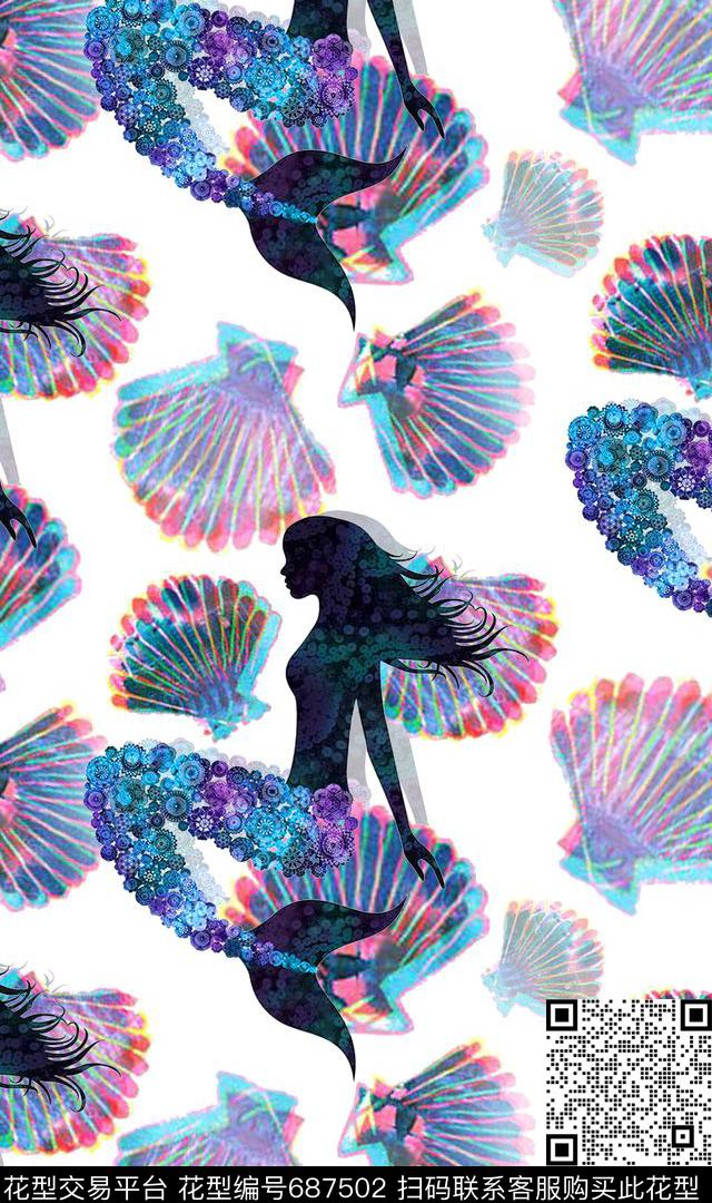 海洋人物热带数码印花华亿平台下载（图片编号: 687502） - 瓦栏（Walan）