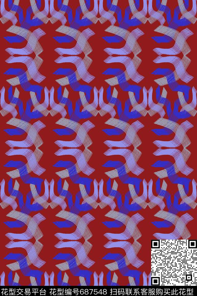 条纹混搭格子混搭手绘线条组合传统印花华亿平台下载（图片编号: 687548） - 瓦栏（Walan）