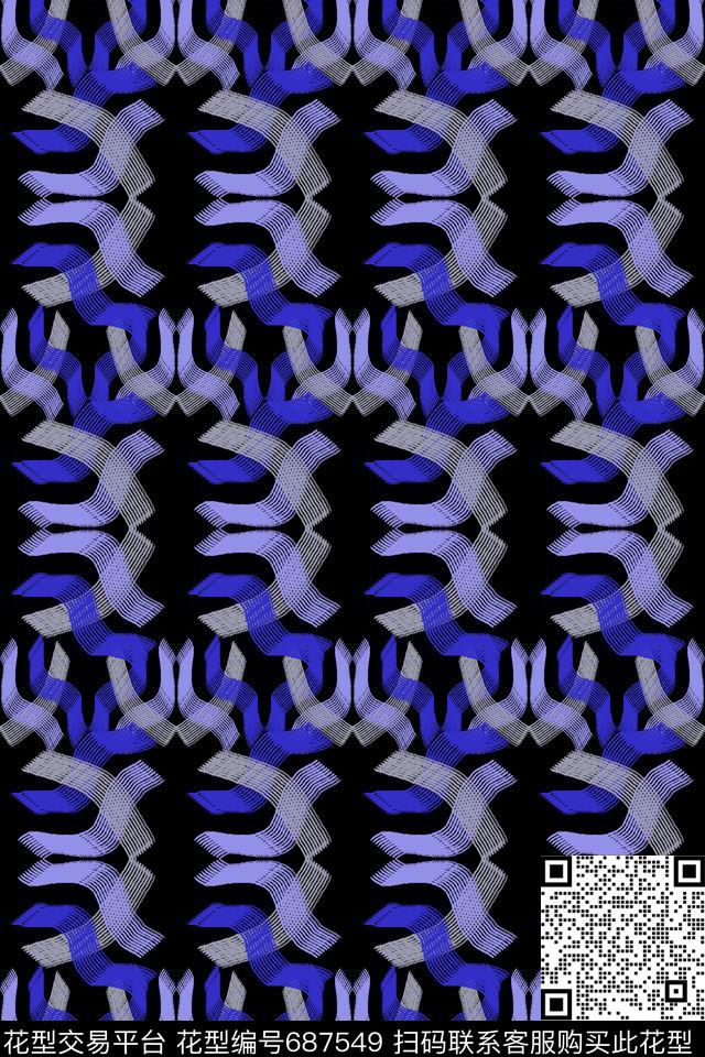 条纹混搭格子混搭手绘线条组合传统印花华亿平台下载（图片编号: 687549） - 瓦栏（Walan）