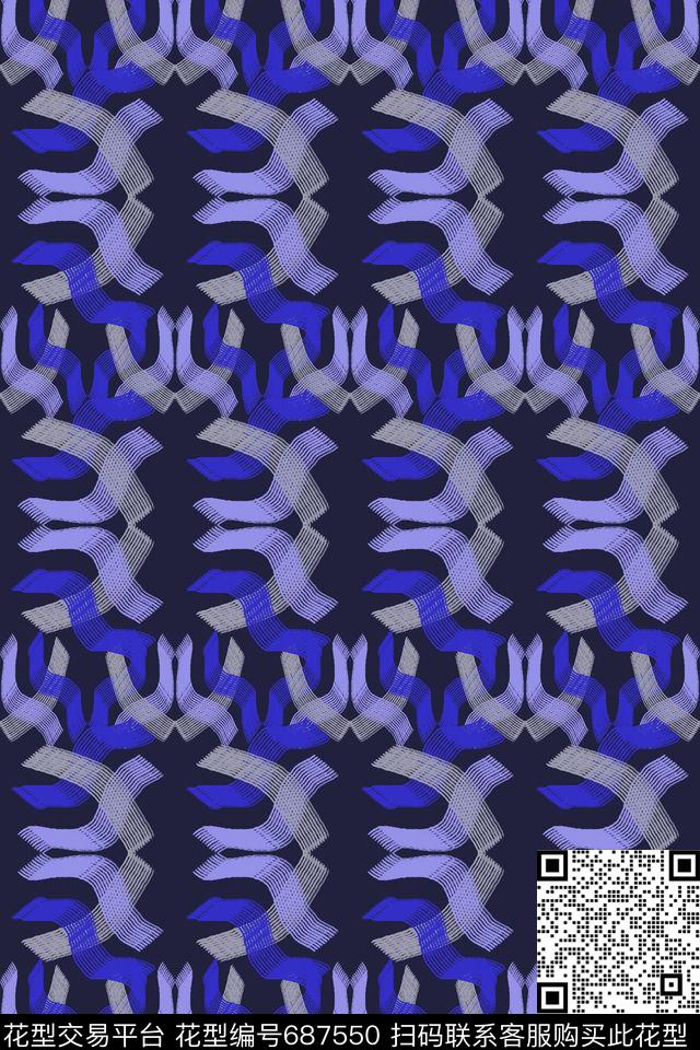 条纹混搭格子混搭手绘线条组合传统印花华亿平台下载（图片编号: 687550） - 瓦栏（Walan）