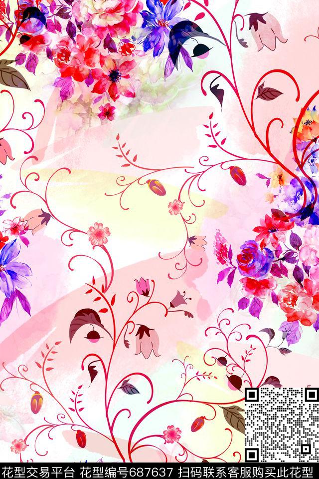 乱花零点--女装零点--家纺数码印花华亿平台下载（图片编号: 687637） - 瓦栏（Walan）