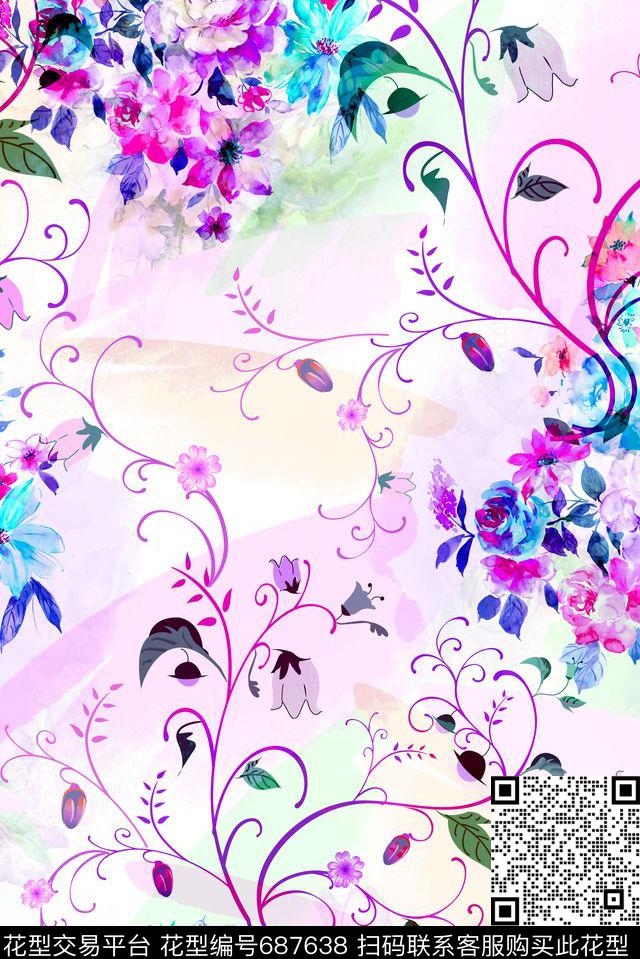 乱花零点--女装零点--家纺数码印花华亿平台下载（图片编号: 687638） - 瓦栏（Walan）