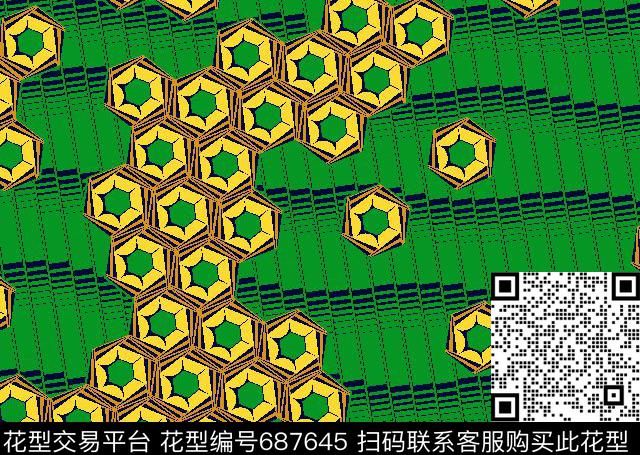 菱形波浪传统印花华亿平台下载（图片编号: 687645） - 瓦栏（Walan）